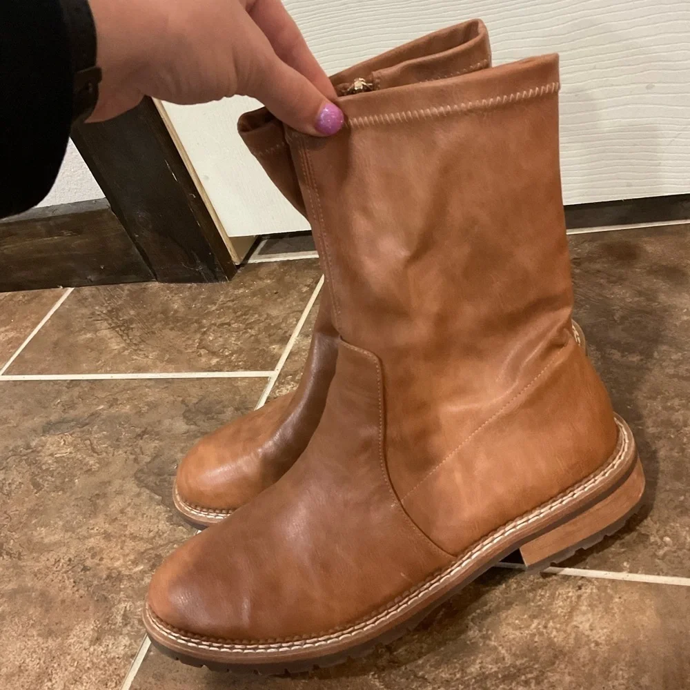 Anthropologie Silent D Rareful Ankle Boots in Tan Size 40